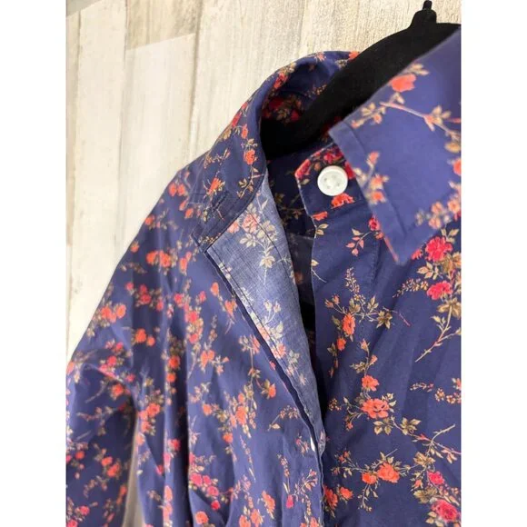 Ann Mashburn Sz XS Classic Shirtwaist Dress Liberty London Elizabeth Navy Floral - Picture 7 of 16